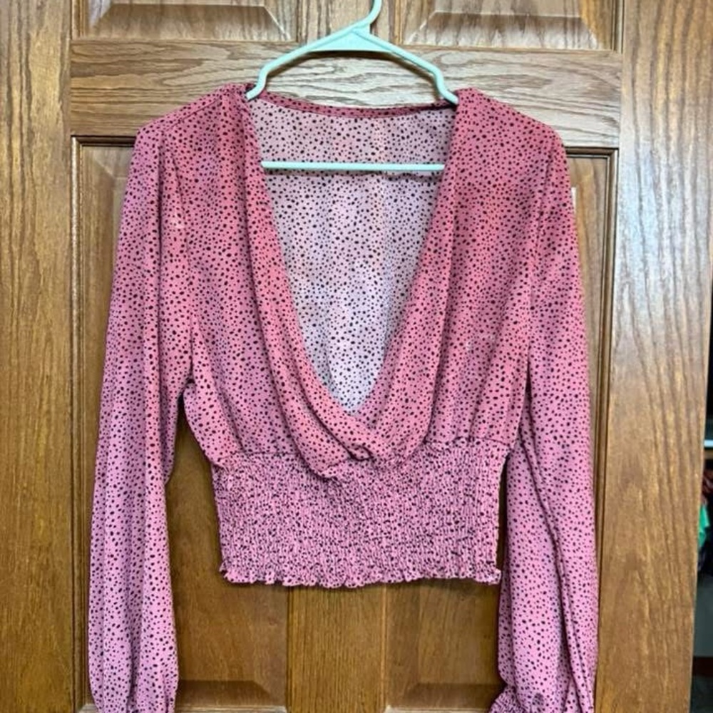 SHEIN Dusty Rose Dotted Blouse